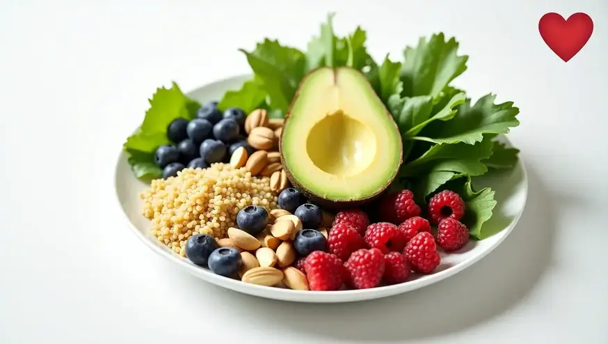 Vegan diet for heart health with fresh plant-based foods