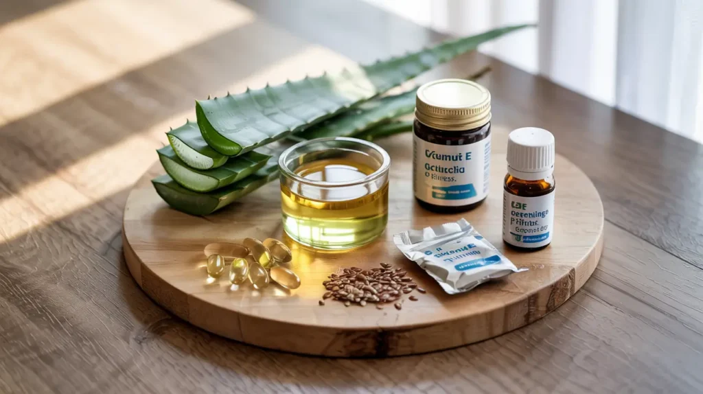 Natural remedies for vaginal dryness including aloe vera and flaxseeds