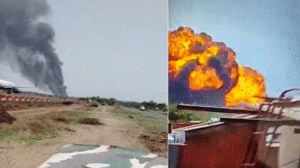 Firefighters working at the site of the Air India AI 171 plane crash in Ahmedabad