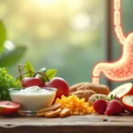 Gut health 2025 foods including yogurt, kimchi, sauerkraut, fruits, and leafy greens to boost microbiome and immunity naturally in 2025.